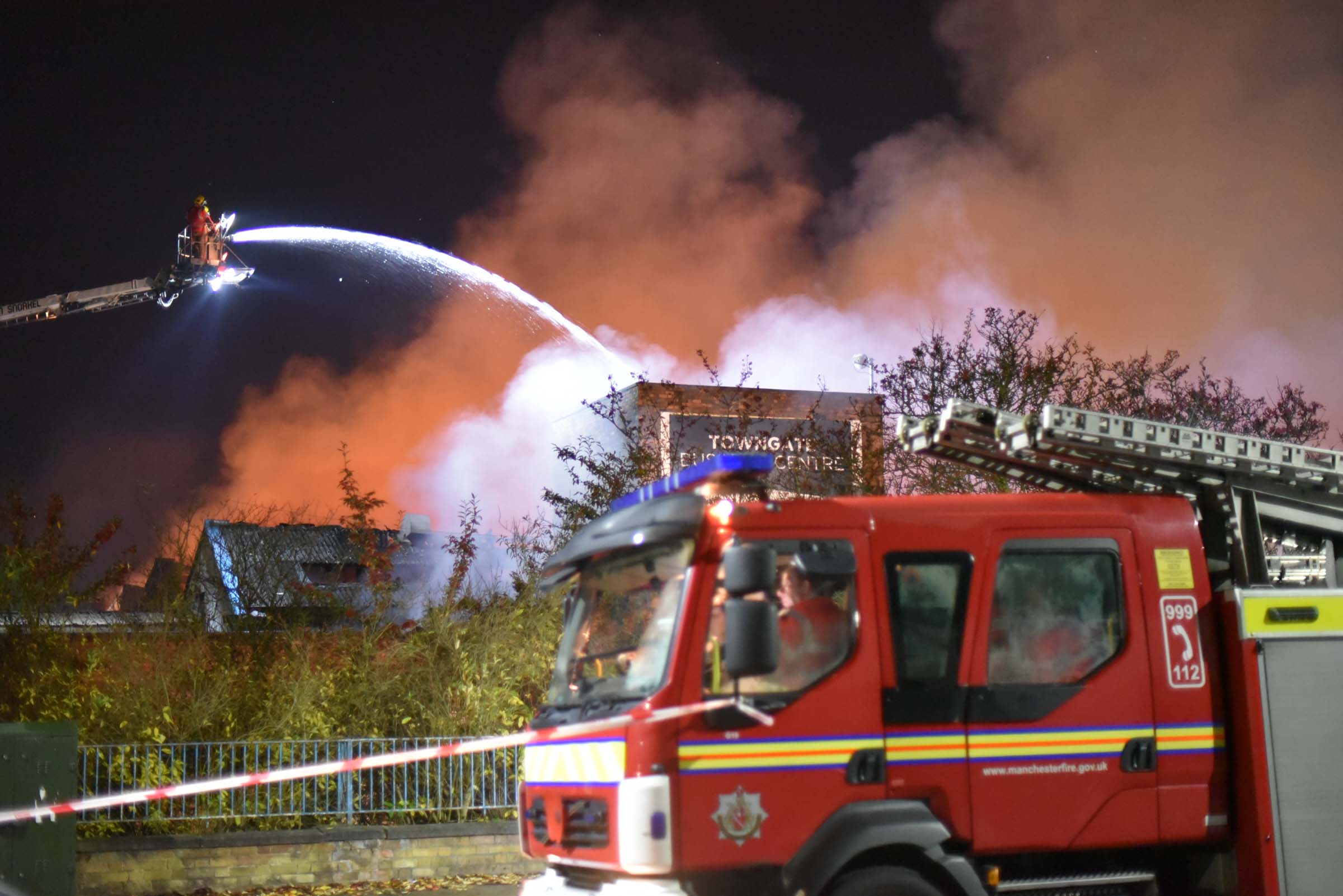 © Ben Earlam - 07548987974 . 13/11/2018. Manchester, UK. Firefighters tacle a 100m x 100m blaze in Little Hulton Manchester. Just after midnight firefighters were called to the incident at PJH holdings Photo credit : Ben Earlam